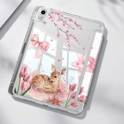Ốp lưng họa tiết hoa anh đào và hươu tương thích với iPad thế hệ thứ 10, iPad 10.2/Mini 6/Mini 7/9.7 inch, ốp lưng máy tính bảng tương thích với Samsung Galaxy Tab A9 Plus, 3+Y Fold chống cong vênh, khe cắm bút cảm ứng tích hợp, tương thích với Kindle (thế hệ thứ 11) ra mắt năm 2022, các góc silicon được gia cố, chức năng tự động bật/tắt màn hình, bảo vệ hoàn hảo hàng ngày, quà tặng ngày Valentine, quà Giáng sinh và quà tặng lãng mạn mùa xuân, họa tiết thời trang và đơn giản.