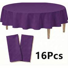4/8/12 84 Inch Round Disposable Tablecloths, Thickened Waterproof PEVA Plastic Table Covers For Party, Wedding, Banquet & Daily Use - Purple - View 13