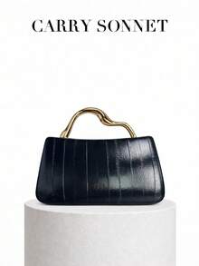 Elegant Handheld Evening Bag, Structured Handbag Design, Women's Fashion Party Clutch, Gift For Her - Black - View 4