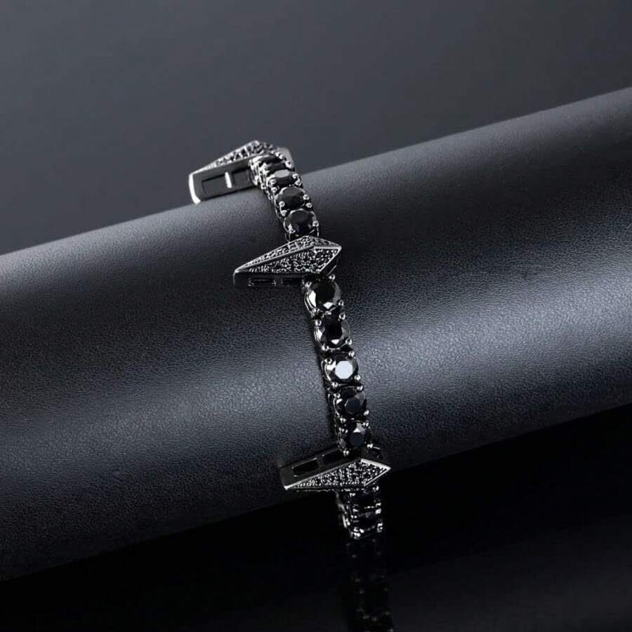NEULRY Men's Tennis Bracelet- Heavy-Duty 5mm Thick Chain With Teeth& Claws, Gothic Jewelry Tennis, Gym, Everyday- Durable Metal Construction- Statement Athletic Accessory Men, Tennis Accessories, Gym Jewelry, Bold Design, Sturdy Bui - Purple - View 1