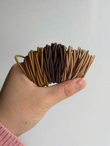 100个/包发圈，奶茶色和黑色发带，女士马尾发圈，3种颜色可选，适合旅行、生日等场合。 - 彩色 - 查看 5