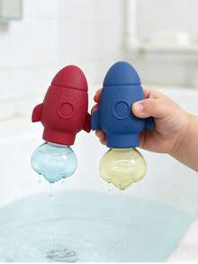 2pcs Bath Toys, Rocket Shaped Design With Water Leaking Bottom, Infant & Toddler Bathing Toys - Multicolor - View 1