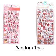 Pegatinas de burbujas rosas brillantes con adorables patrones de comida y animales, adecuadas para diarios, álbumes de recortes, fundas de teléfono, manualidades DIY y decoración de papelería estética, regalo perfecto para la temporada de bodas y el Día de la Madre - Pegatinas 3D 19 - Ver 13