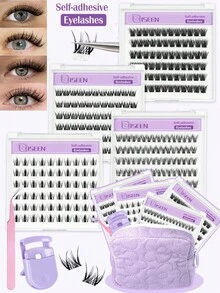 294PCS Lash Clusters Lashes, Self-Adhesive, Glue-Free Lashes, Gift Box(Mix 4 Types), Wispy Soft DIY Clusters Individual False Eyelashes, Easy To Wear, Reusable For Daily Makeuplash Clusters,Eyelash Clusters,Individual Eyelashes,Lashes,Fake Lashes - C - View 1