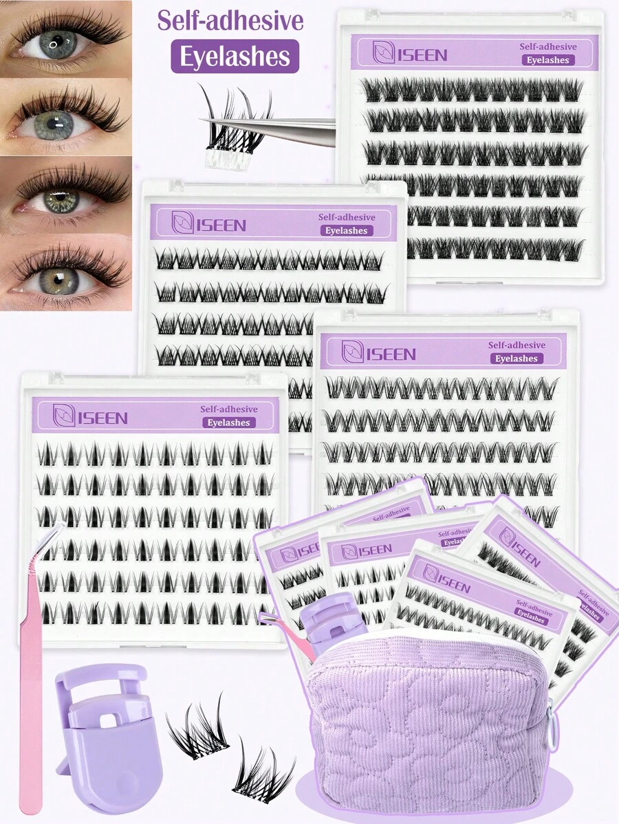 294PCS Lash Clusters Lashes, Self-Adhesive, Glue-Free Lashes, Gift Box(Mix 4 Types), Wispy Soft DIY Clusters Individual False Eyelashes, Easy To Wear, Reusable For Daily Makeuplash Clusters,Eyelash Clusters,Individual Eyelashes,Lashes,Fake Lashes - C - View 1