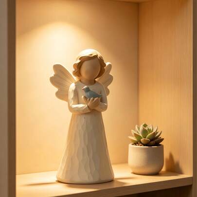1pc Mini Angel Holding Bird Decor, Fairy Garden Decoration, Landscape Ornament, Potted Plant Decor, Balcony/Backyard Nordic Minimalist Cute Small Garden Decor, Perfect Gift For Fairy Garden Enthusiasts, Housewarming