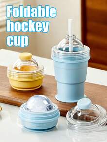 1/2pcs Foldable Silicone Ice Ball Maker Cup, Reusable Portable Ice Ball Mold With Straw And Leak-Proof Lid, Suitable For Coffee, Iced Cocktails, Office And Outdoor Use - Multicolor - View 6