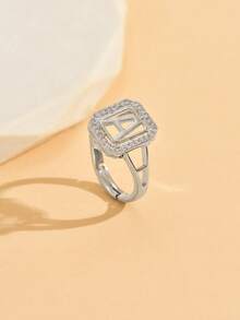 1pc Women's Luxury 26 Initial Zirconia Open Ring, Adjustable English Letter Ring, Exquisite Versatile Jewelry For Women, Suitable For Daily Wear, Dates And Anniversaries - White - View 19