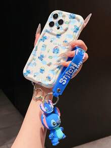 Disney Has Authorized, Phone Case - Chain Set, The Stitch Lilo & Stitch Phone Case Plus A Silicone 3D Or Fluffy Style Stitch Bracelet With Metallic Ring Removable Bracelet, Stitch And Angel Pattern, Compatible With Iphone 17/16/15/14/13/12/11/XS/XR/X Plus Pro Max, Wavy Design Phone Case For Girl, A Stylish Cartoon Summer Phone Case, The Perfect Gift Choice, Phone Protection, Durable Phone Cover, Great Gift For Friends And Family - Màu trắng kiểu A - Xem 3