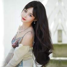 Extensiones de Cabello Onduladas Naturales con Clips Ocultos, Cabello Sintético de Alta Calidad, Fibras Suaves Ajustables, Accesorio de Peinado para Mujer (Marrón Oscuro Ondulado) - Chocolate y azul - Ver 9