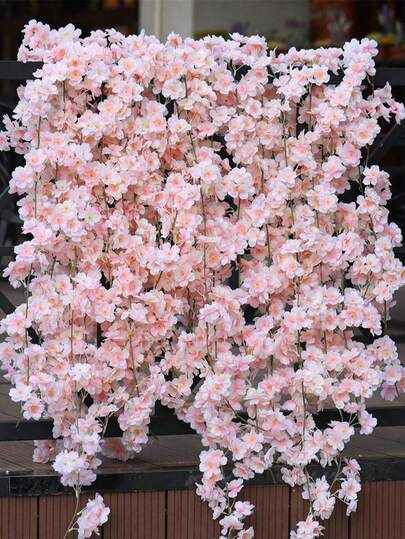 2个樱花花环，丝绸樱花藤蔓花环，适用于婚礼派对装饰、生日派对装饰、节日派对主题，可用于婚礼、生日、毕业典礼、周年纪念、派对装饰等场合。