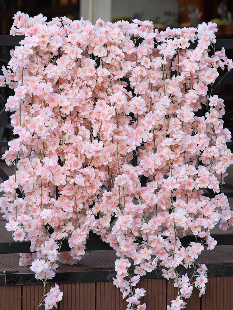 2个樱花花环,丝绸樱花藤蔓花环,适用于婚礼派对装饰、生日派对装饰、节日派对主题,可用于婚礼、生日、毕业典礼、周年纪念、派对装饰等场合。 - 彩色 - 查看 1