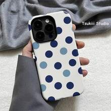 时尚简约波点设计手机壳，适用于 17、17 Pro、16 Pro Max、15 Pro、13、13 Mini、12、11、XS Max、7、SE2，亮面二合一手机壳 - 多色1 - 查看 5