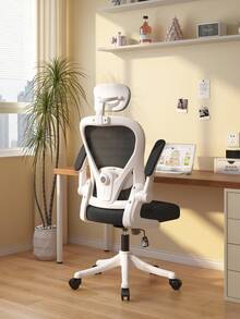 Ergonomic Office Chair With Separate Lumbar Support Backrest - Black and White - View 3