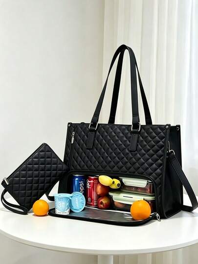 Esta nueva y elegante bolsa de tote espaciosa viene en diseños clásicos multicolor aislados y se puede usar como bolsa para laptop, bolsa de pañales, bolsa de transporte, bolsa de almuerzo diaria para el gimnasio, bolsa de picnic o bolsa cruzada impermeable y aislada.