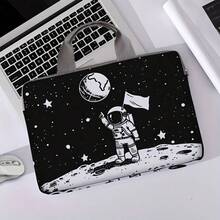 1pc Astronaut Print Soft Laptop Sleeve Bag, Suitable For 14-Inch Laptop, Laptop Protective Cover - A - View 1