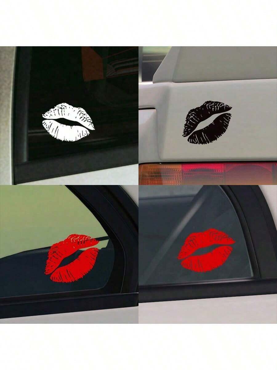 1 pieza Pegatina de coche con estampado de labios sexy, calcomanía impermeable adecuada para ventana trasera, ventana lateral, carrocería de coche/motocicleta - A - Ver 1