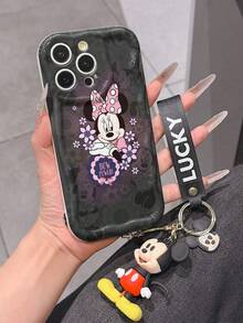This Disney Mickey Mouse Lanyard Phone Case Is Fully Covered In TPU Material. It's Shockproof, Lightweight, And Compatible With IPhone17/16/11/13/15/15 Plus/15 Pro/15 Pro Max/12/14 Pro Max/11 Pro Max/12 Pro/12 Pro Max/13. This Phone Case Makes A Popular Birthday Gift Or Business Gift; It's Durable, Stain- And Fingerprint Resistant, And Suitable For Both Men And Women. The Set Also Includes A Mickey Mouse Phone Case And A Mickey Mouse Plush Bracelet. It's A Perfect Gift For Friends And Family. This Stylish Phone Case Is Fun, Lightweight, And Durable. IPhone17 Pro Max Phone Case, Minnie Mouse Phone Case. - trắng - Xem 3