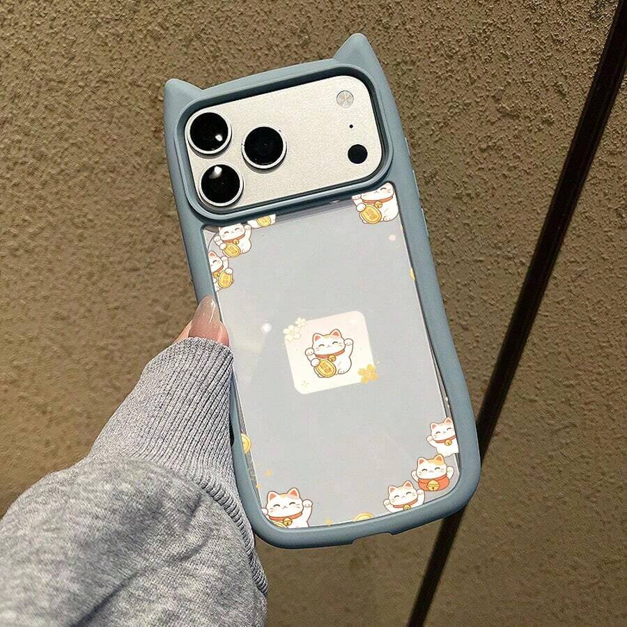 スマホケース  猫耳デザイン  全面保護 耐衝撃 傷防止 カメラレンズ保護 17pro Max/17pro/17/11/12/13/14/15/15Pro/15PluS/15Pro Max/16/16Pro/16PluS/16Pro Max/MIN/X/XR 対応 シンプルおしゃれ インスタ映え 大人上品 プレゼント - 蓝色 - チェックする 1