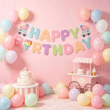 一套冰淇淋主题生日派对装饰，马卡龙色甜美冰淇淋车主题生日派对装饰，夏季冰淇淋甜点生日装饰拱门，适用于生日派对、节日、活动、夏季冰淇淋派对用品，男女通用 - 生日雪糕鋪 - 查看 5