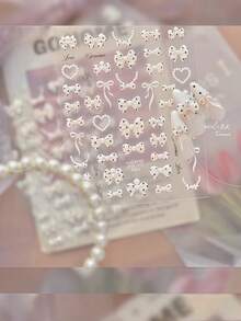 1 Stück Multi-Farben Polka Punkt Schleife Nail Art Aufkleber, Nagel Aufkleber für Frauen, geeignet für kurze Nägel, Nail Art Dekorationen, Nail Sticker Decals - Verschiedenfarbig - Übersicht 8