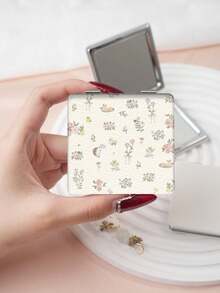 1pc Countryside British Style Floral Compact Makeup Mirror, Foldable, Lightweight, Portable, PU Leather, Suitable For Various Occasions, Travel, Gatherings, Work, School, Suitable For All Ages - MultiWarna - View 14