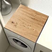 1pc Wood Grain Pattern Multipurpose Absorbent Pad With Perforated Design, Polyester Waterproof Countertop Protector Mat For Kitchen, Dining Table, Washing Machine, Bathroom, Coffee Machine, Party Supplies - Wood Grain With Wormhole Design - View 5