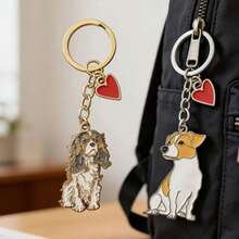 1pc Metal Jack Russell Terrier Dog Animal Enamel Heart Shaped Keychain Pendant Key Ring Suitable For Car Keys, Souvenir Gift For Women, Men, Handbag, Mother, Father, Graduation, Teacher - Multicolor - View 5