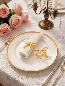 1pc/4pcs Elegant Bow Napkin Rings, Hotel Restaurant Tabletop Decor Napkin Rings, Suitable For Weddings, Graduation Parties, Birthday Parties, Banquets, Available In Gold, Silver, Rose Gold And Matte Gold, Fashionable Elegant Metal Napkin Rings - Multicolor - View 9