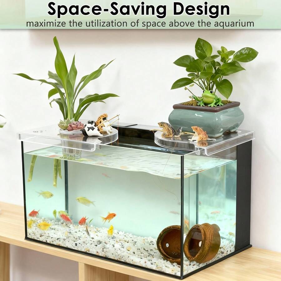 2Pcs Transparent Fish Tank Plant Holder, Top Hanging Fish Tank Corner Shelf, Fish Tank Plant Bracket, Aquatic Plant Storage Rack, Fish Tank Floating Bracket - Aquarium Stand - View 1