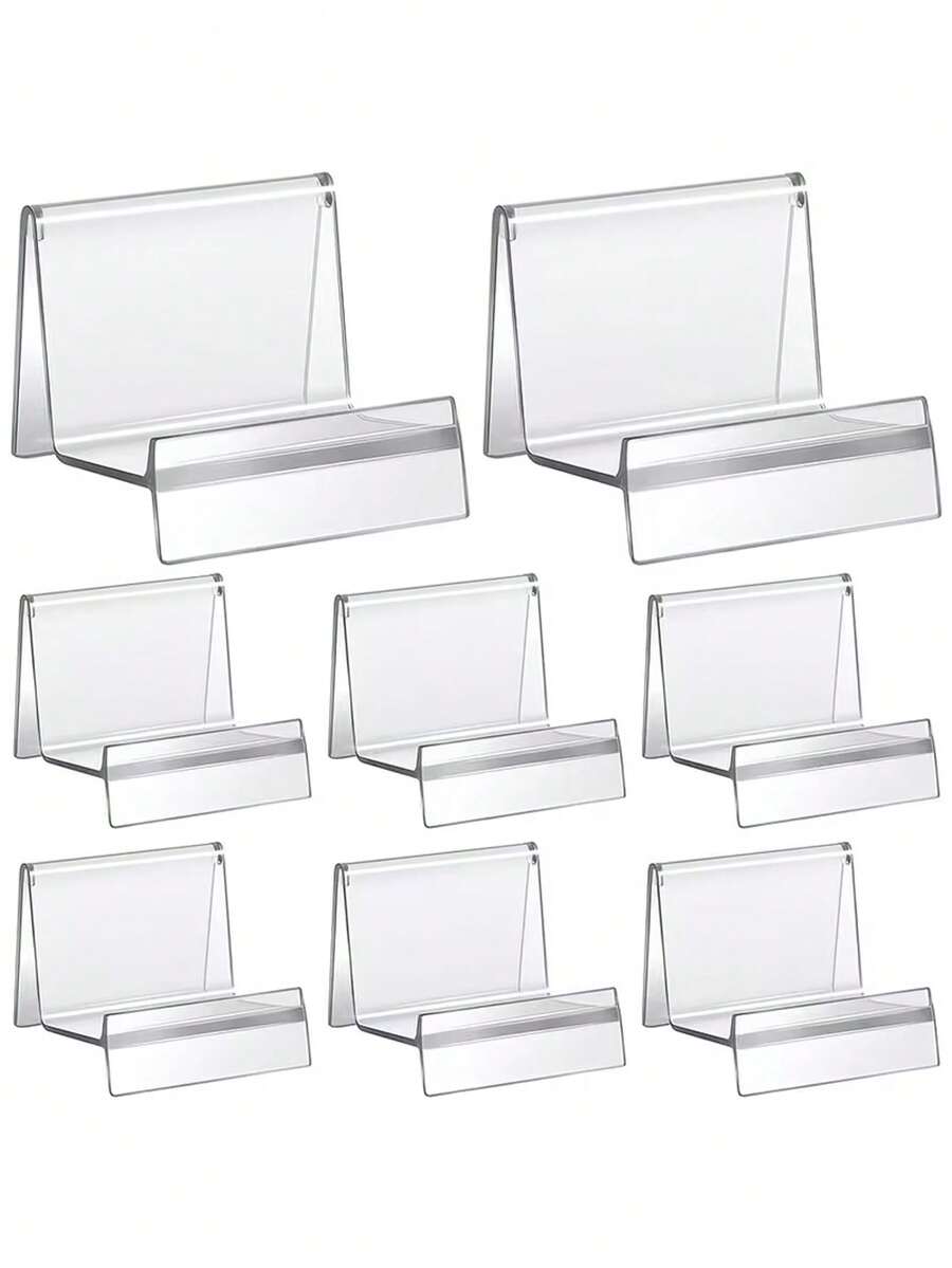 4/8/12pcs Transparent Acrylic Wallet Display Stand, Jewelry Wallet Organizer Rack, Closet Wallet Holder - Clear - View 1