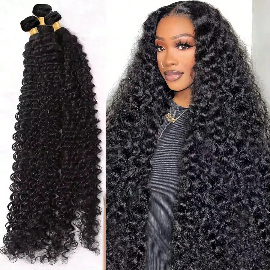 Uveous 100% Unprocessed Virgin Brazilian Human Hair Brazilian 22 20 18 Inch Deep Wave 3 Bundles Hair Extensions Grade 12A Remy Human Hair Bundles Natural Black Color - Sóng sâu - Xem 1