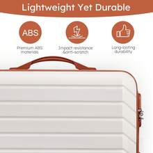 4-Piece Hardside Luggage Set (20/24/28/32 Inch) With 7 Packing Bags, Durable ABS Suitcases With Spinner Wheels,Large Capacity Travel Luggage Set - 白棕色 - 查看 8