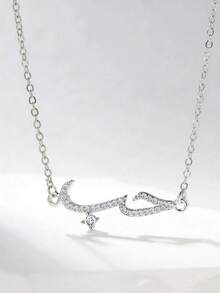 1pc Minimalist LOVE Zirconia Necklace - Silver - View 5