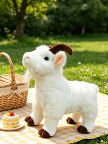 Muñeco de peluche de cabra de 35 cm/13.78 pulgadas, muñeco de peluche suave de animal de granja, muñeco de peluche adorable de cabra adecuado como regalo de cumpleaños o festivo para niños y niñas, decoración de dormitorio, colección de animales de granja - Multicolor - Ver 4