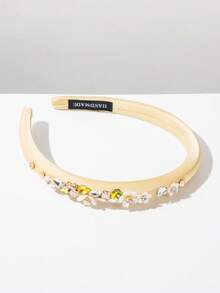 1pc Thin Velvet Rhinestone Headband - FG1272 - Yellow - View 2