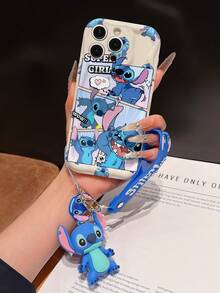 Disney Has Authorized, Phone Case - Chain Set, The Stitch Lilo & Stitch Phone Case Plus A Silicone 3D Or Fluffy Style Stitch Bracelet With Metallic Ring Removable Bracelet, Stitch And Angel Pattern, Compatible With Iphone 17/16/15/14/13/12/11/XS/XR/X Plus Pro Max, Wavy Design Phone Case For Girl, A Stylish Cartoon Summer Phone Case, The Perfect Gift Choice, Phone Protection, Durable Phone Cover, Great Gift For Friends And Family - 白色款式A - 查看 6