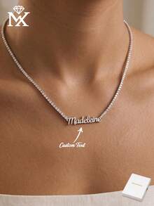 Collar con cadena de tenis con nombre personalizado, collar de Navidad elegante personalizado, collar de circonita cúbica, collar regalo de aniversario, collar regalo de novia - Multicolor - Ver 3