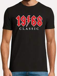 Men'S 1968 Retro Logo Print T-Shirt |   Vintage 60S Music Tee With Iconic Lightning Bolt Design, Loose Fit Short Sleeve Crewneck, All-Season Casual Wear For Concerts & Everyday (Black) - Black - View 6
