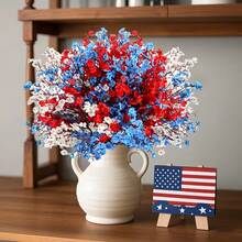 12pcs Artificial Baby's Breath Flowers, Breathable Simulation Flowers, Suitable For July 4th/Independence Day Party Decoration - Patriotic Style Decor Set - Red White Blue Simulation Baby's Breath Home Holiday Decoration - Mixed Colors - View 4