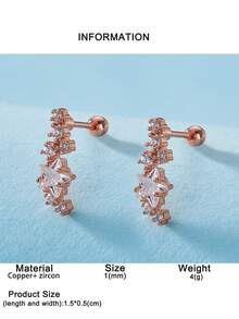 2 đôi khuyên tai kẹp vành tai nữ thời trang, thanh lịch, đính đá Cubic Zirconia hình ngôi sao lấp lánh, dễ thương và tinh tế, thích hợp để đeo hàng ngày, kỷ niệm và những dịp trang trọng. - Ngôi sao - Xem 8