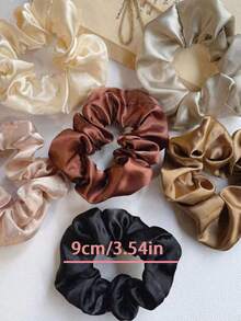 6 Stück Satin Haargummis, 3,35 Zoll Durchmesser, Satin Material, einfache und elastische Pferdeschwanzhalter Haargummis Haargummis, Haaraccessoires - Verschiedenfarbig - Übersicht 4