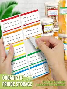 100pcs (10 Sheets) Colorful Fridge Labels, Removable Food Storage Stickers, Freezer Meal Labels, Suitable For Food Containers, Kitchen Fridge Meal Organization, Back To School Scrapbooking, Fun Stickers - Multicolor - View 2