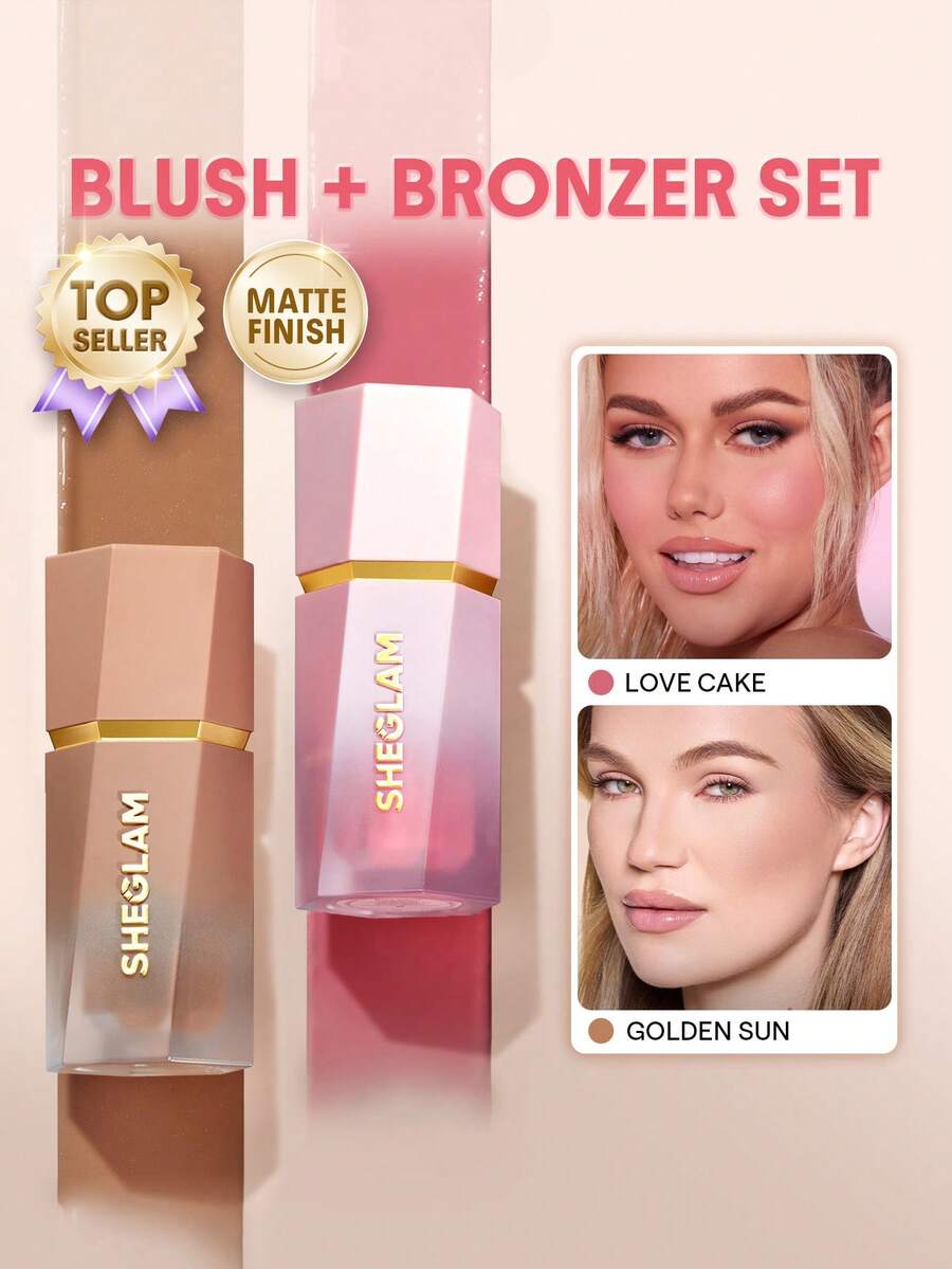 SHEGLAM 液體腮紅與啞光古銅粉套裝 - Love Cake & Golden Sun 品牌美妝化妝品 適合女士與女孩 - 愛之蛋糕 + 金色太陽 - 查看 1