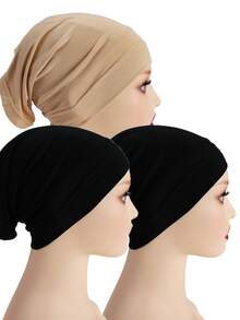 1pc Women's Solid Color Tubular Basic Hijab Caps Headband For Abaya Daily Under Cap Women Veil - Coral Pink - View 27