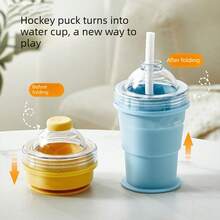 Portable Folding Ice Ball Cup, Creative Silicone Ice Mold With Straw,  Summer Travel Drinkware,Free Shipping - Yellow - View 5