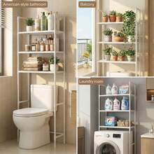Over The Toilet Storage, 3-Tier Bathroom Organizer, Freestanding Above Toilet Shelf With Adjustable Feet, Space Saving, Easy Assembly, Carbon Steel Shelf, 61" H, Available In Black And White - 白色 - 查看 8