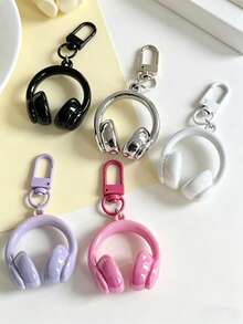 5pcs 3D Headphone Keychain, Keyring, Girl Bag Charm, Best Friend Gift, BFF Gift - Multicolor - View 1