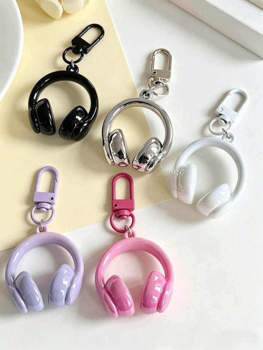 5pcs 3D Headphone Keychain, Keyring, Girl Bag Charm, Best Friend Gift, BFF Gift - Multicolor - View 1