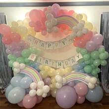166 Ballon Bogen Sets und Regenbogen Einhorn Party Ballon Girlanden Sets, ausgestattet mit bunten Candy Macaron Ballons. Sehr geeignet für Geschenkpartys, Geburtstagsfeiern, Hochzeiten, Brautduschen, Junggesellenabschiede, Geschlechteroffenbarungspartys und Geburtstagsdekoration. - Mehrfarbig - Übersicht 4